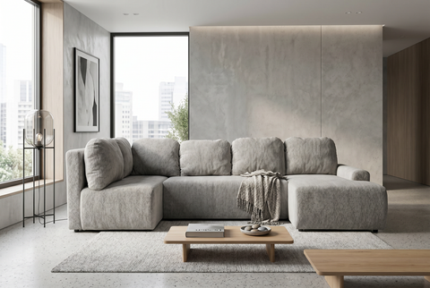 NEMO U-shape 121" x 59" x 59" Wide Sleeper Sectional with Storage