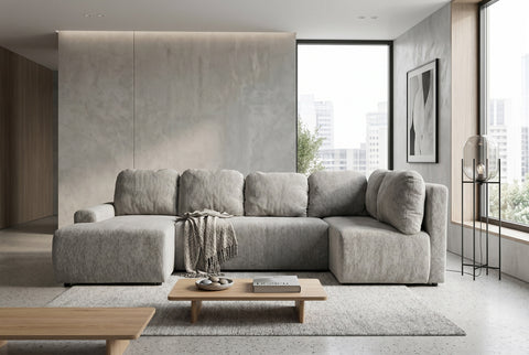 NEMO U-shape 121" x 59" x 59" Wide Sleeper Sectional with Storage