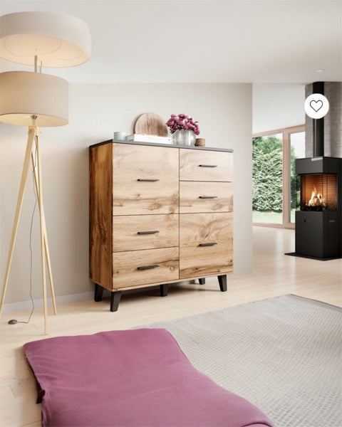 LOTTA 4 DRAWER & 2 DOORS OAK WOTAN + BLACK
