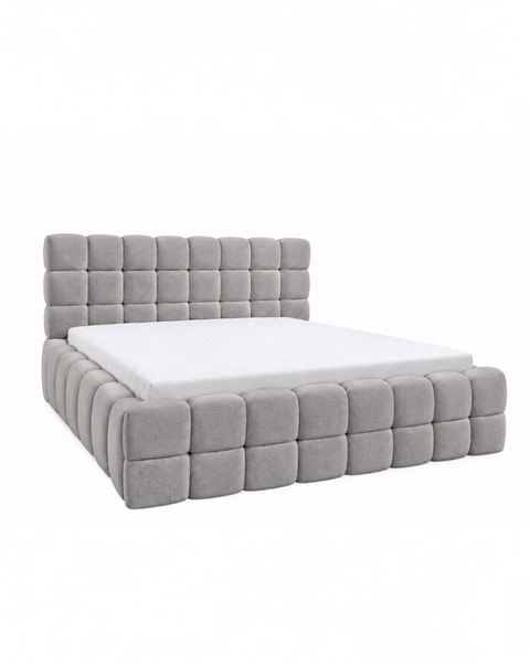 LAGOS LUXE King Size Bed Frame with Storage Gray Fabric