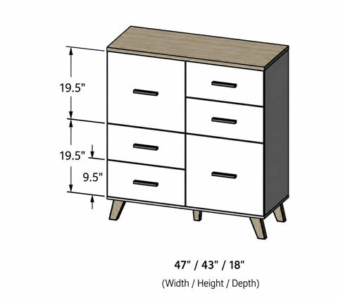 LOTTA 4 DRAWER & 2 DOORS OAK WOTAN + BLACK