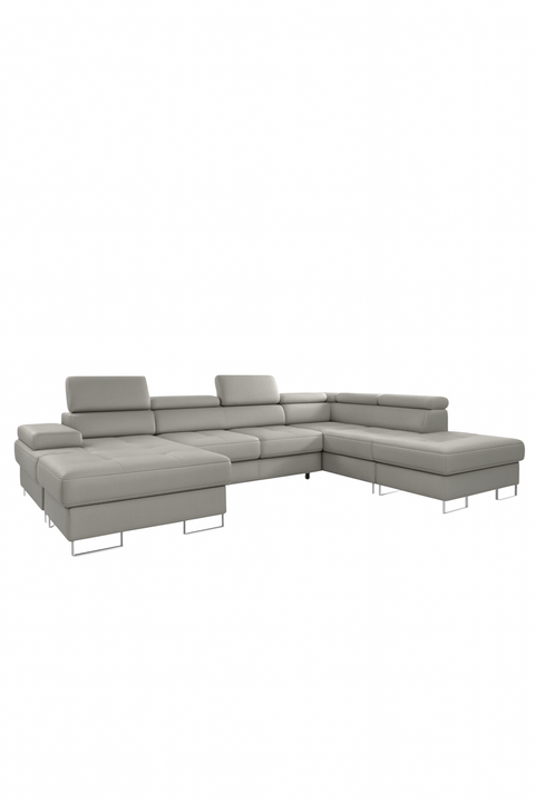 GALAXY XL Natural Leather 133" x 88" x 70 Wide Sleeper Sectional with Storage