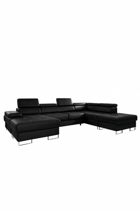 GALAXY XL Natural Leather 133" x 88" x 70 Wide Sleeper Sectional with Storage