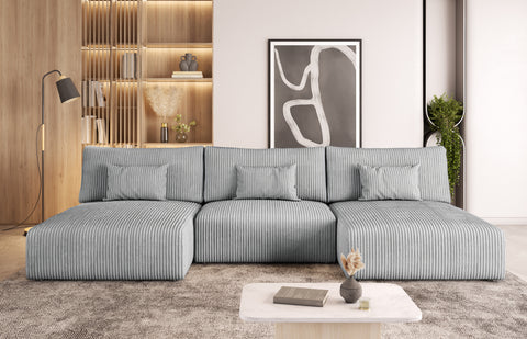 MOVELO-U 124" x 60" x 60" Wide Sleeper Sectional with Storage